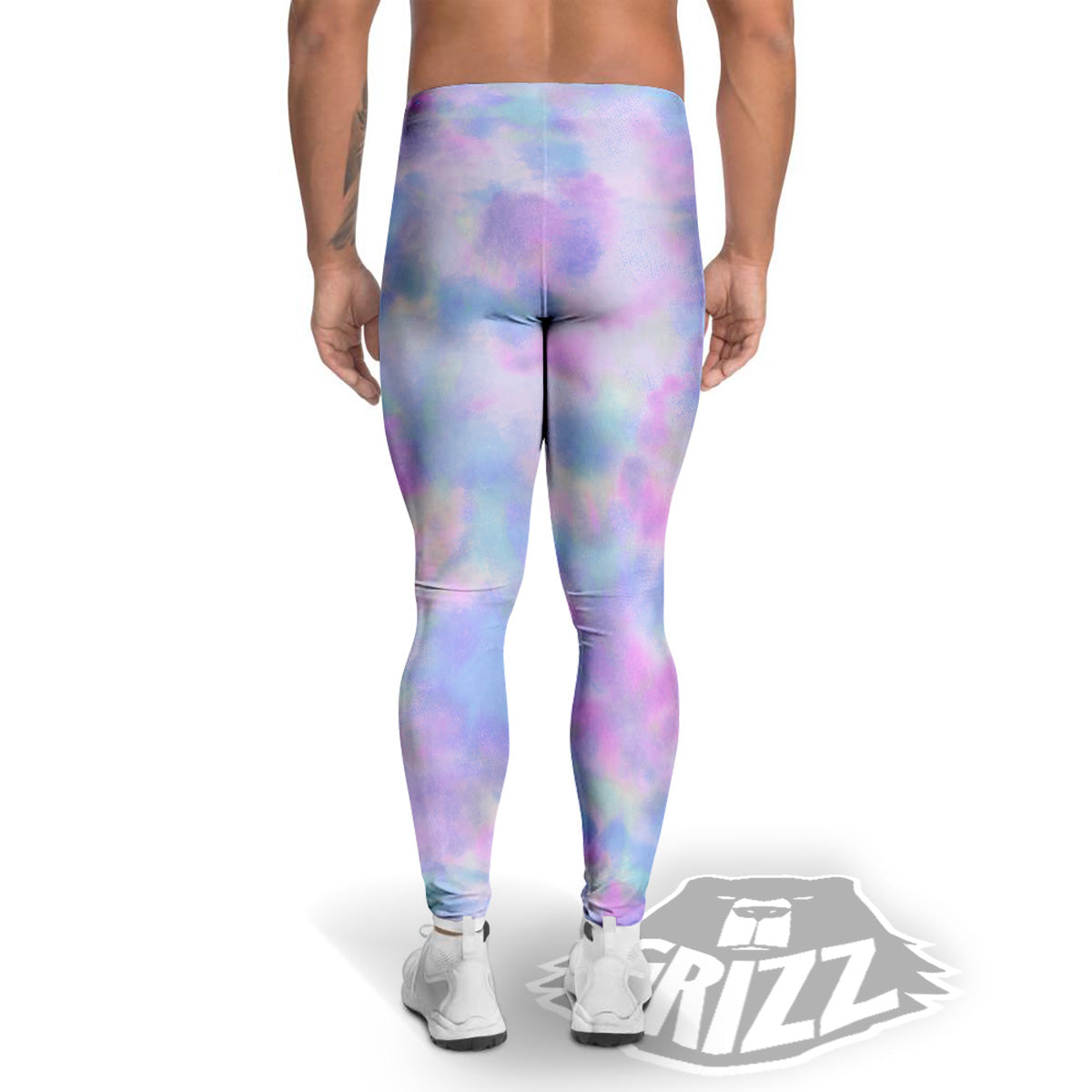 Purple And Blue Tie Dye Shibori Print Men's Leggings-grizzshop