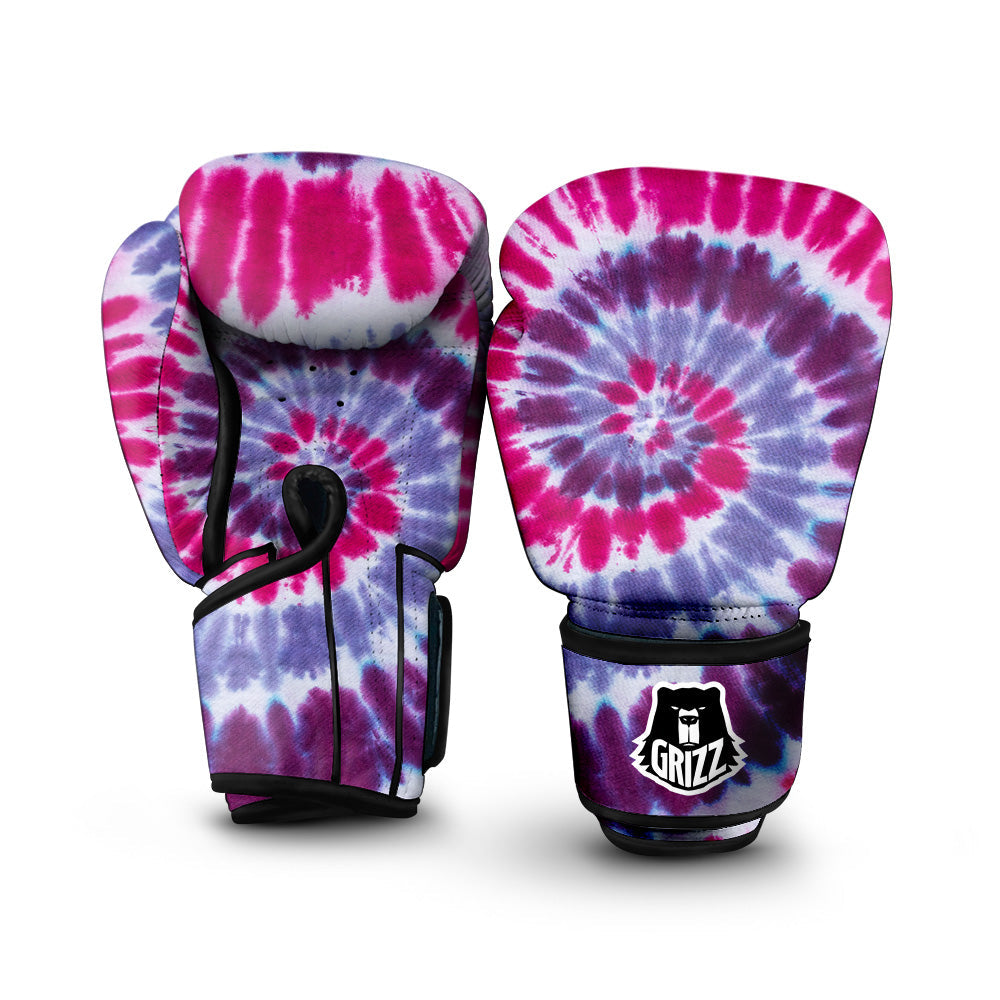 Purple And Blue Tie Dye Spiral Print Boxing Gloves-grizzshop