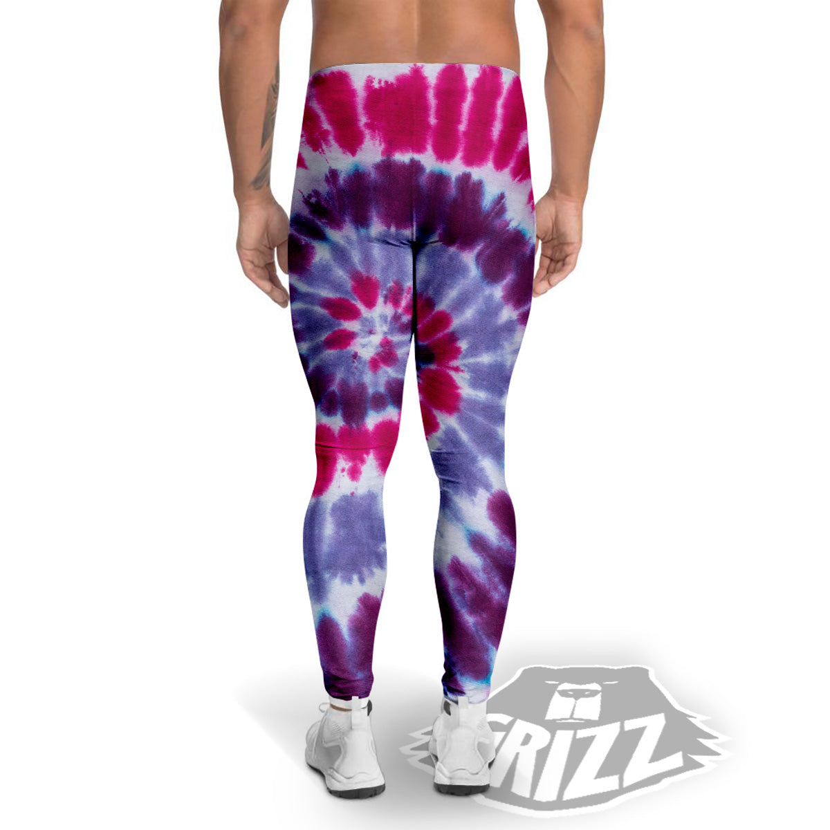 Purple And Blue Tie Dye Spiral Print Men's Leggings-grizzshop