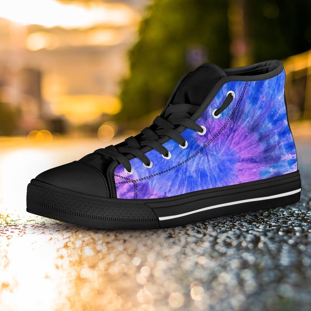 Purple And Blue Tie Dye Women's High Top Shoes-grizzshop