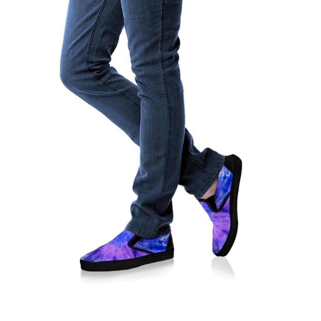 Purple And Blue Tie Dye Women's Slip On Sneakers-grizzshop