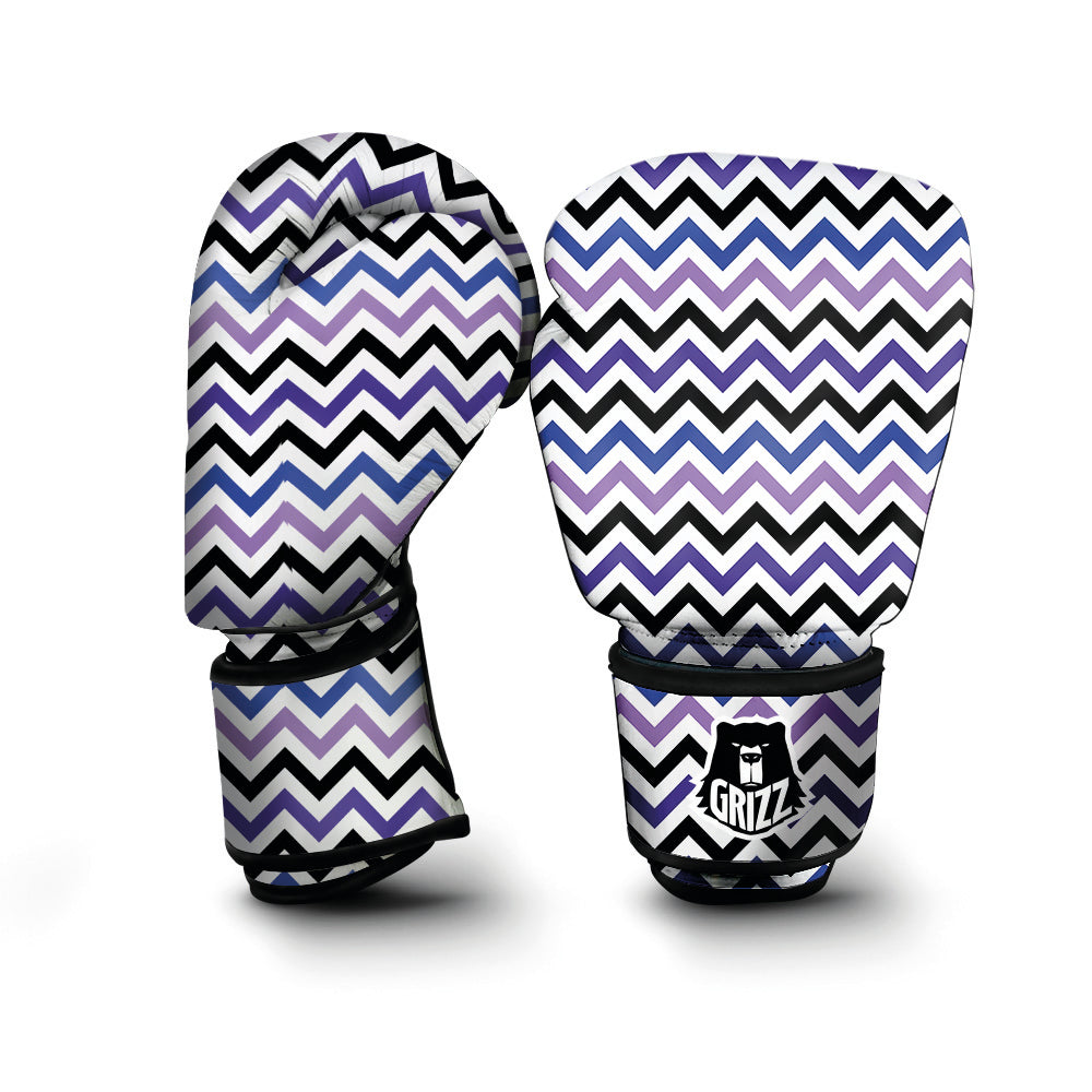 Purple Blue And Black Chevron Print Boxing Gloves-grizzshop
