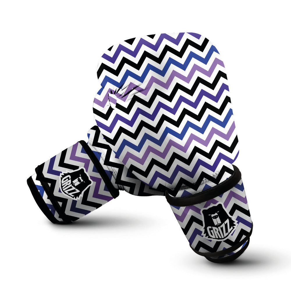 Purple Blue And Black Chevron Print Boxing Gloves-grizzshop