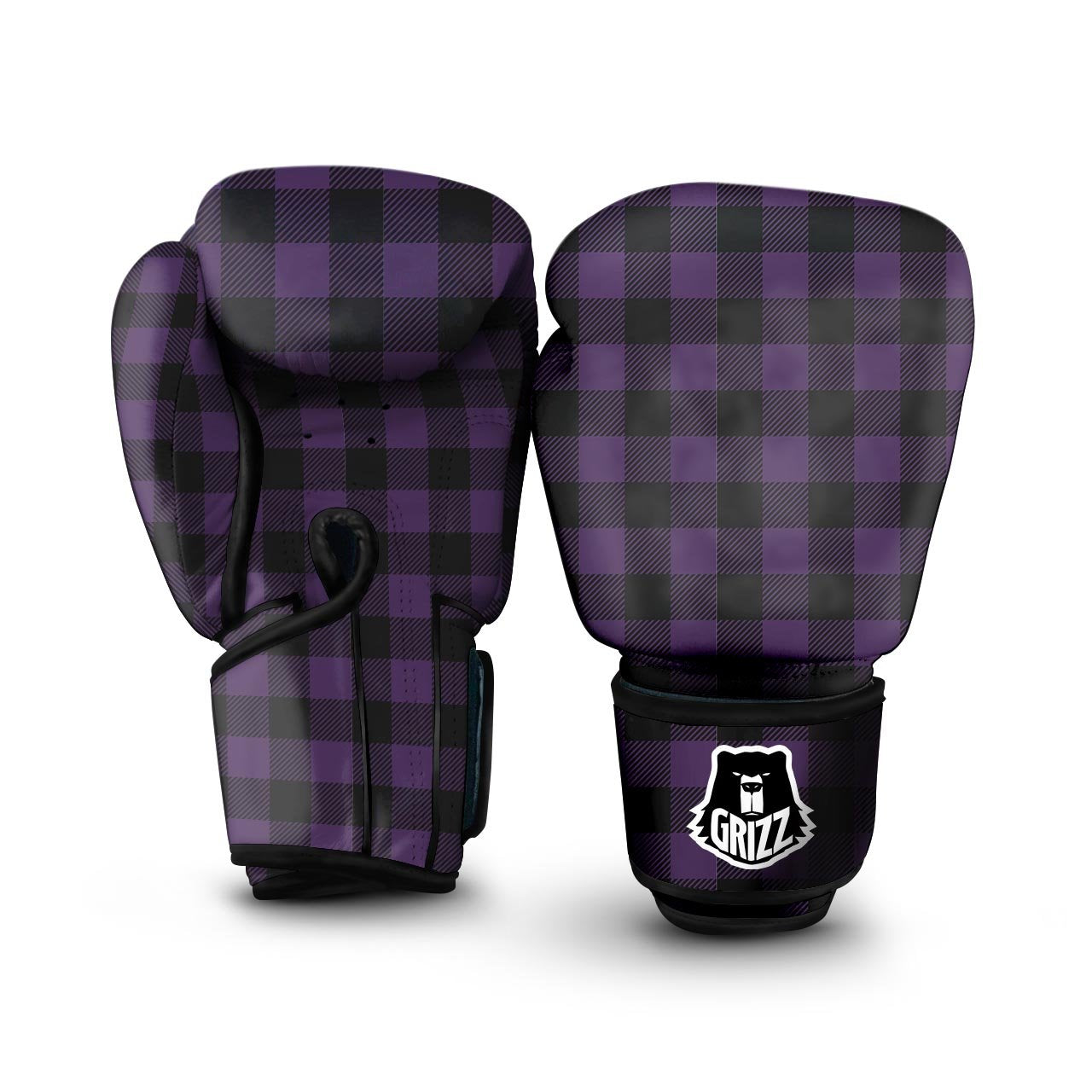 Orange Plaid Tartan Print Boxing Gloves