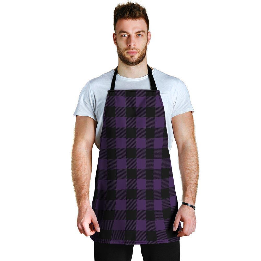 Purple Buffalo Plaid Men's Apron-grizzshop