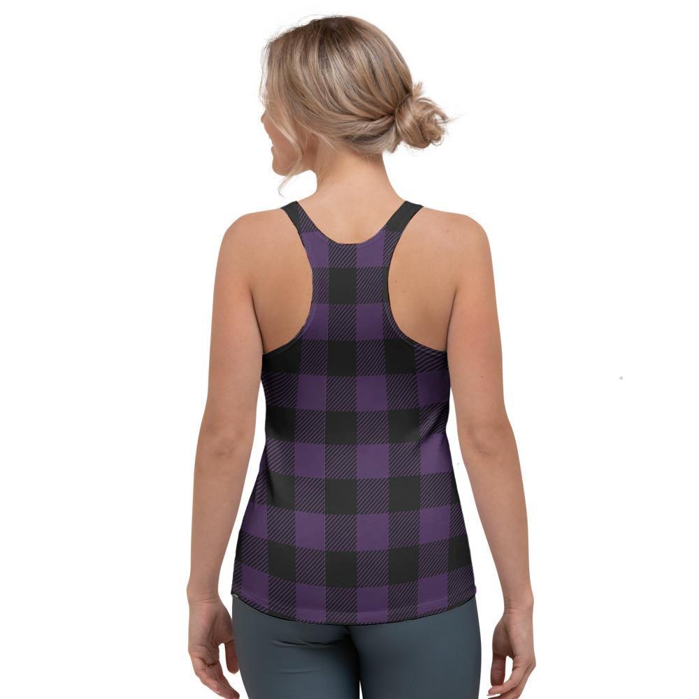 Purple Buffalo Plaid Women's Racerback Tank Top-grizzshop