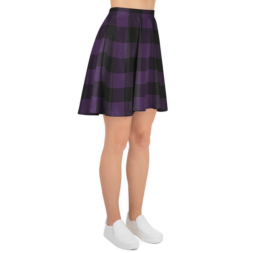 Purple Buffalo Plaid Women's Skirt-grizzshop