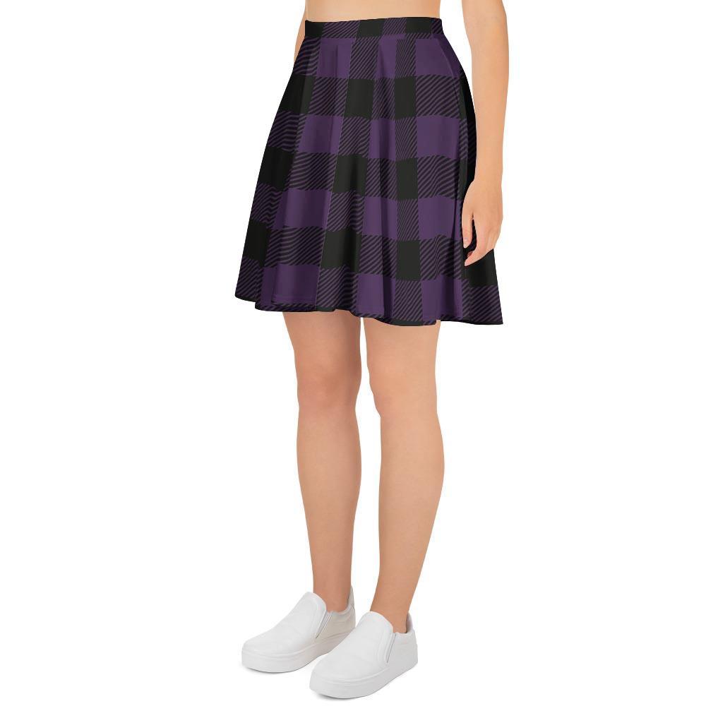 Purple Buffalo Plaid Women's Skirt-grizzshop