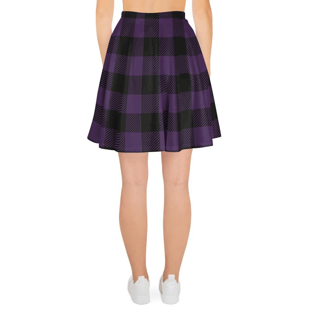 Purple Buffalo Plaid Women's Skirt-grizzshop