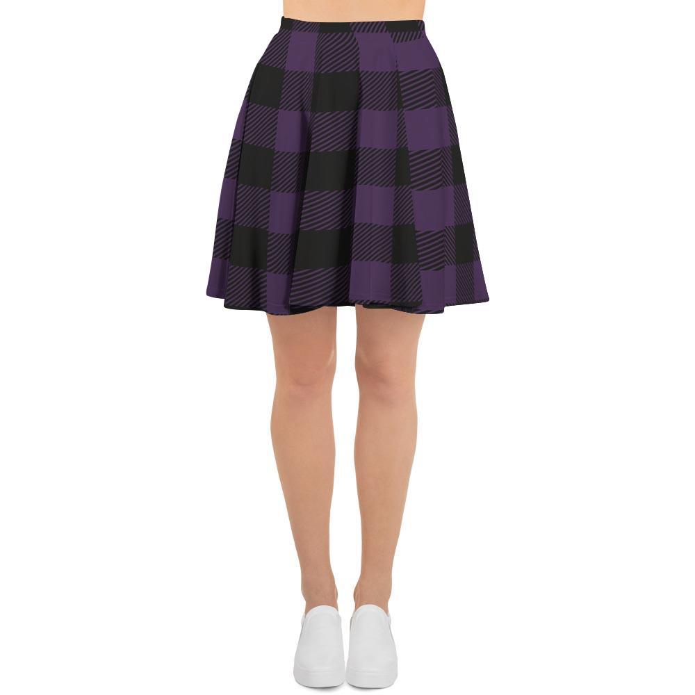 Purple Buffalo Plaid Women's Skirt-grizzshop