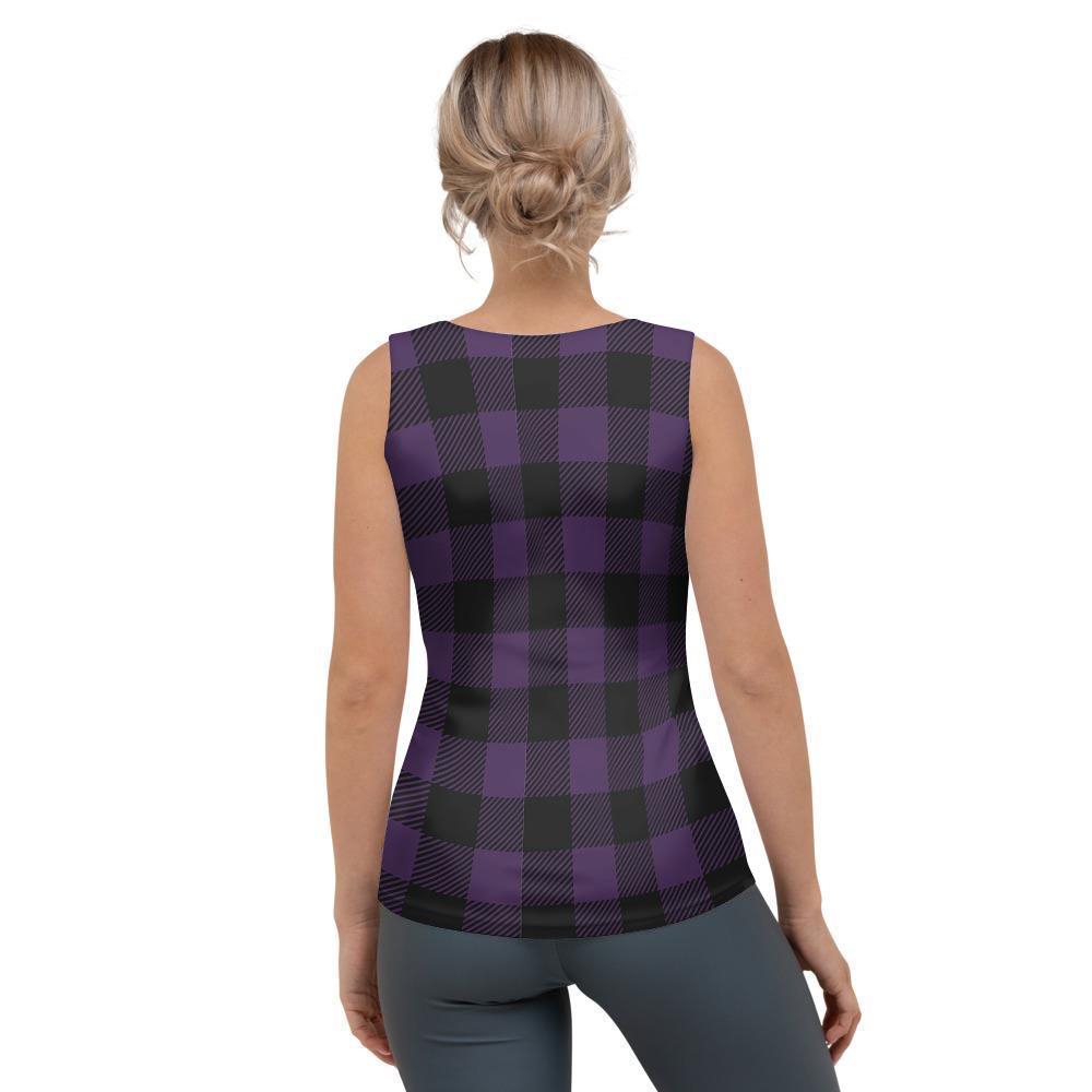 Purple Buffalo Plaid Women's Tank Top-grizzshop