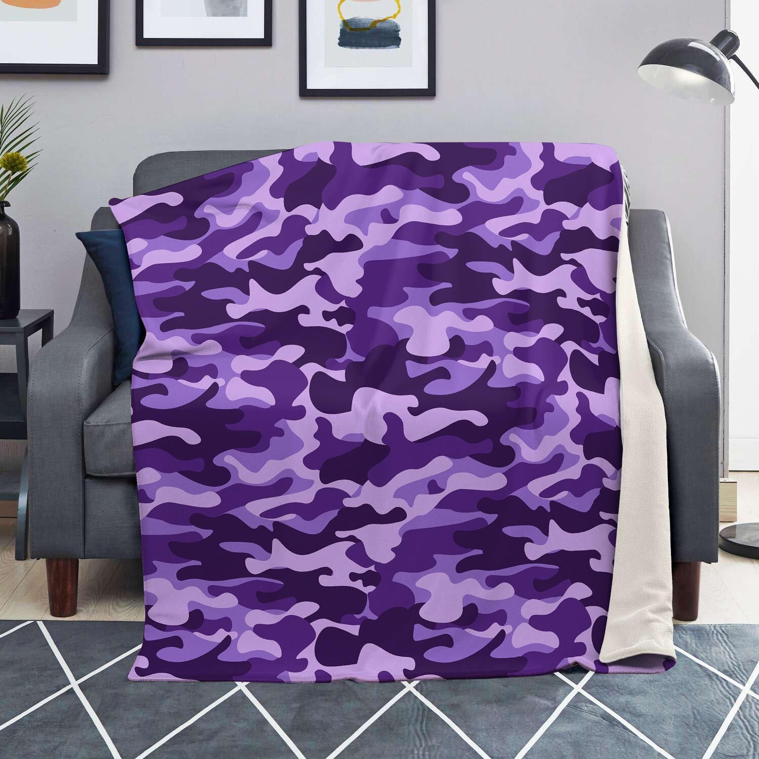 Purple Camo Print Blanket-grizzshop
