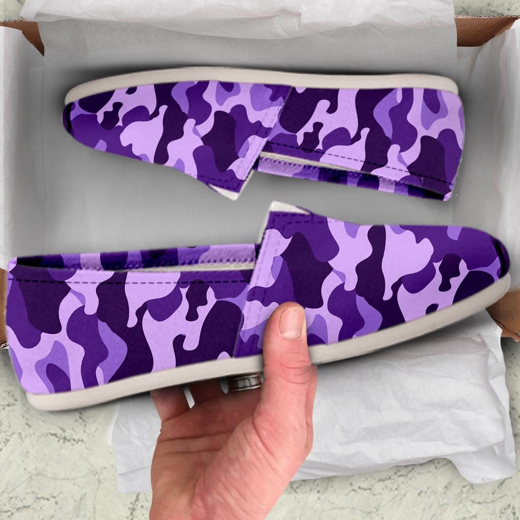 Purple Camo Print Canvas Shoes-grizzshop