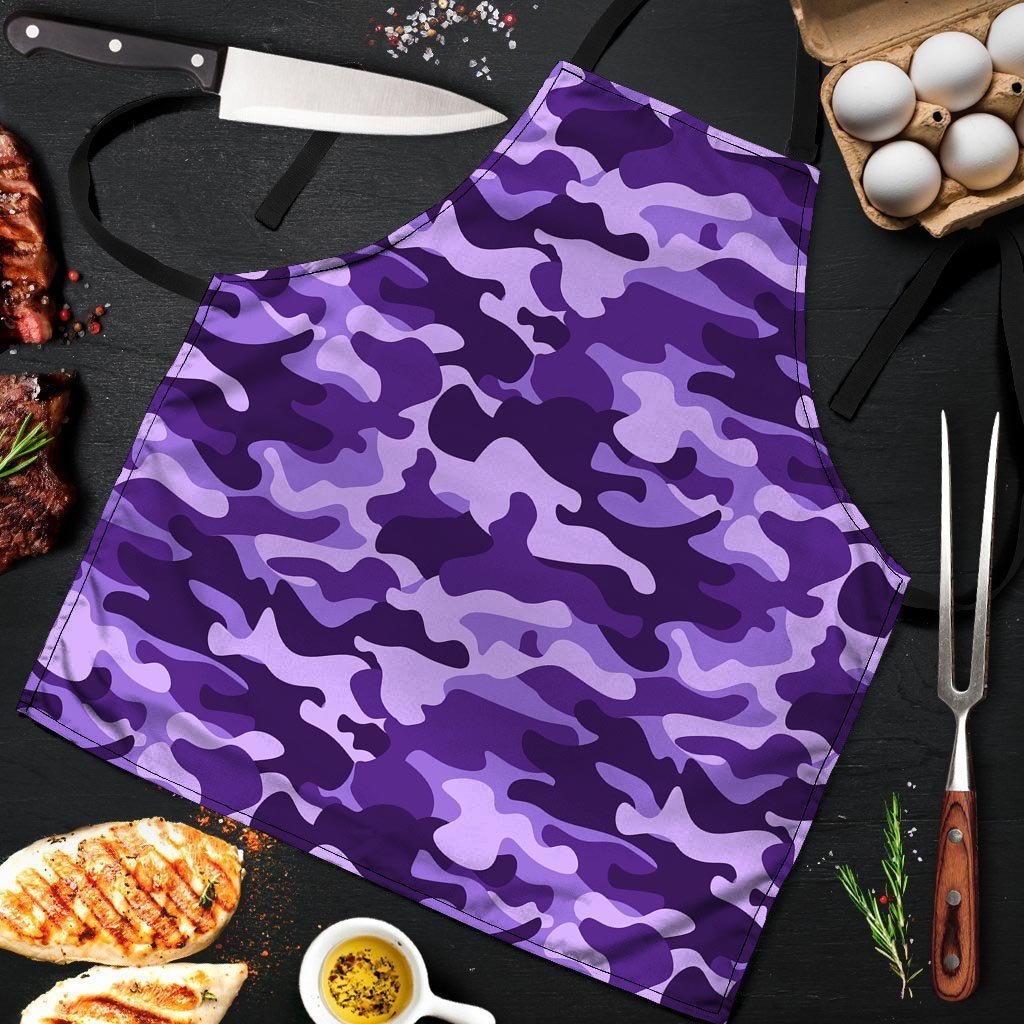 Purple Camo Print Men's Apron-grizzshop