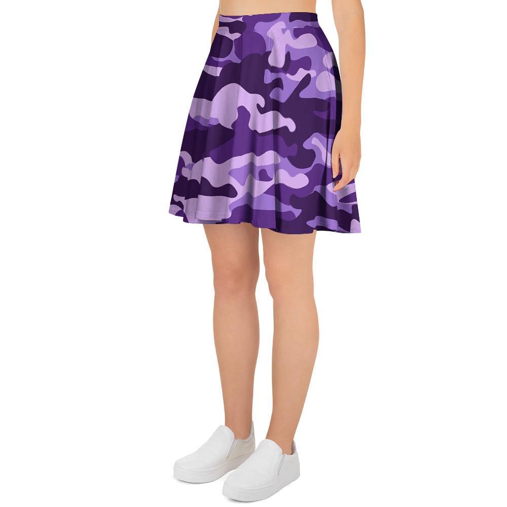 Purple Camo Print Women's Skirt-grizzshop