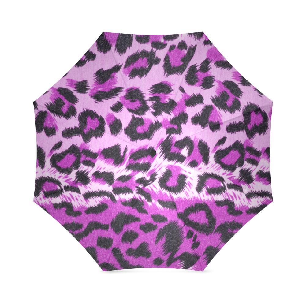 Purple Cheetah Leopard Pattern Print Foldable Umbrella-grizzshop