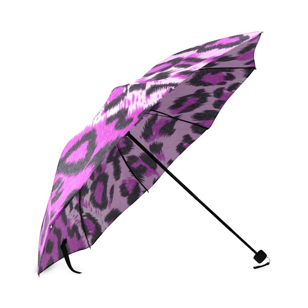 Purple Cheetah Leopard Pattern Print Foldable Umbrella-grizzshop