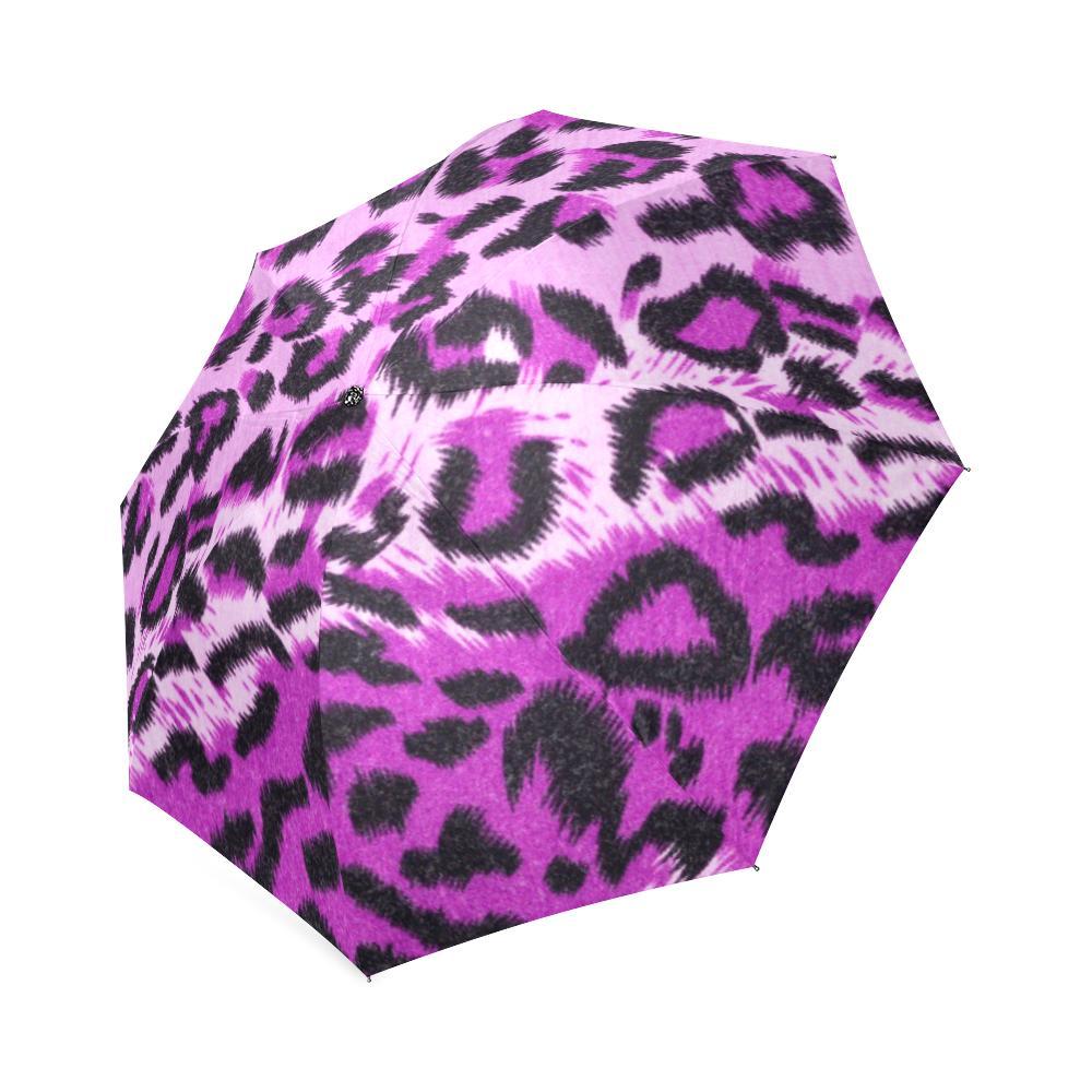 Purple Cheetah Leopard Pattern Print Foldable Umbrella-grizzshop
