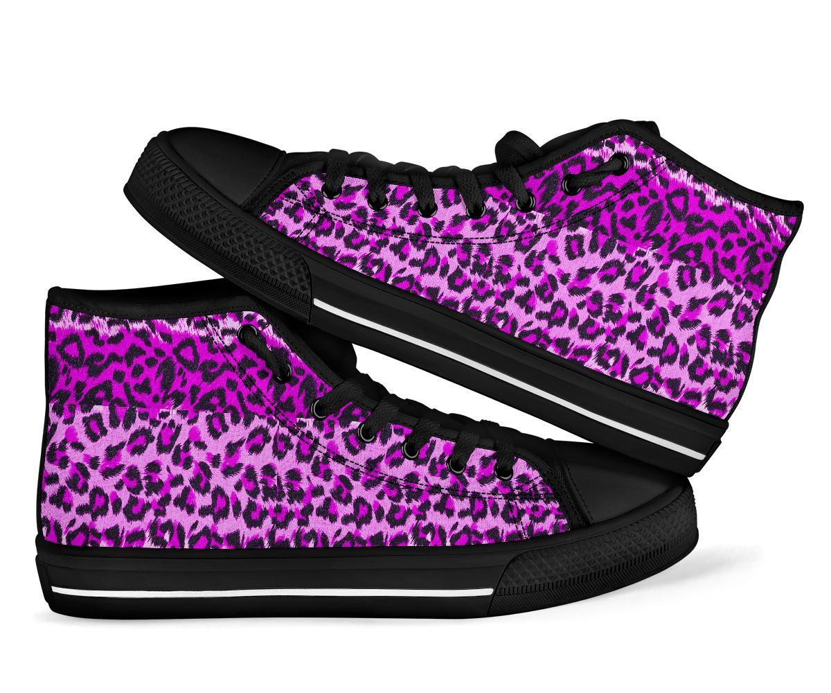 Purple Cheetah Leopard Pattern Print Men Women's High Top Shoes-grizzshop