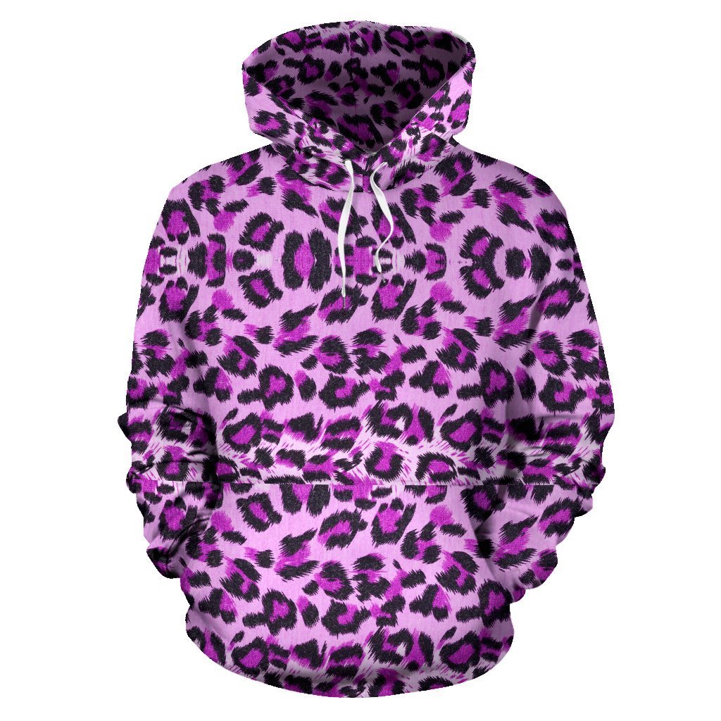 Purple Cheetah Leopard Pattern Print Women Men Pullover Hoodie-grizzshop