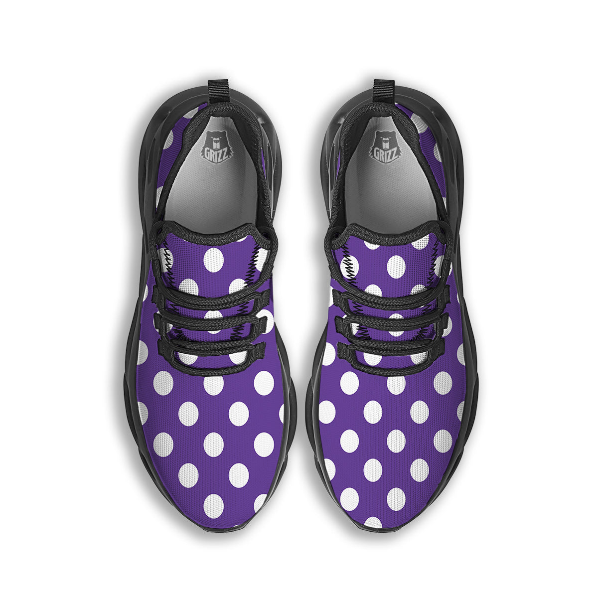 Purple Color Polka Dot Print Pattern Black Running Shoes-grizzshop