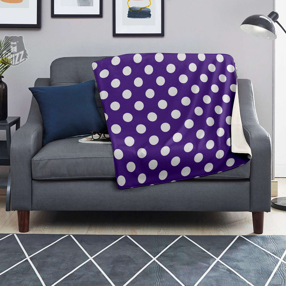 Purple Color Polka Dot Print Pattern Blanket-grizzshop