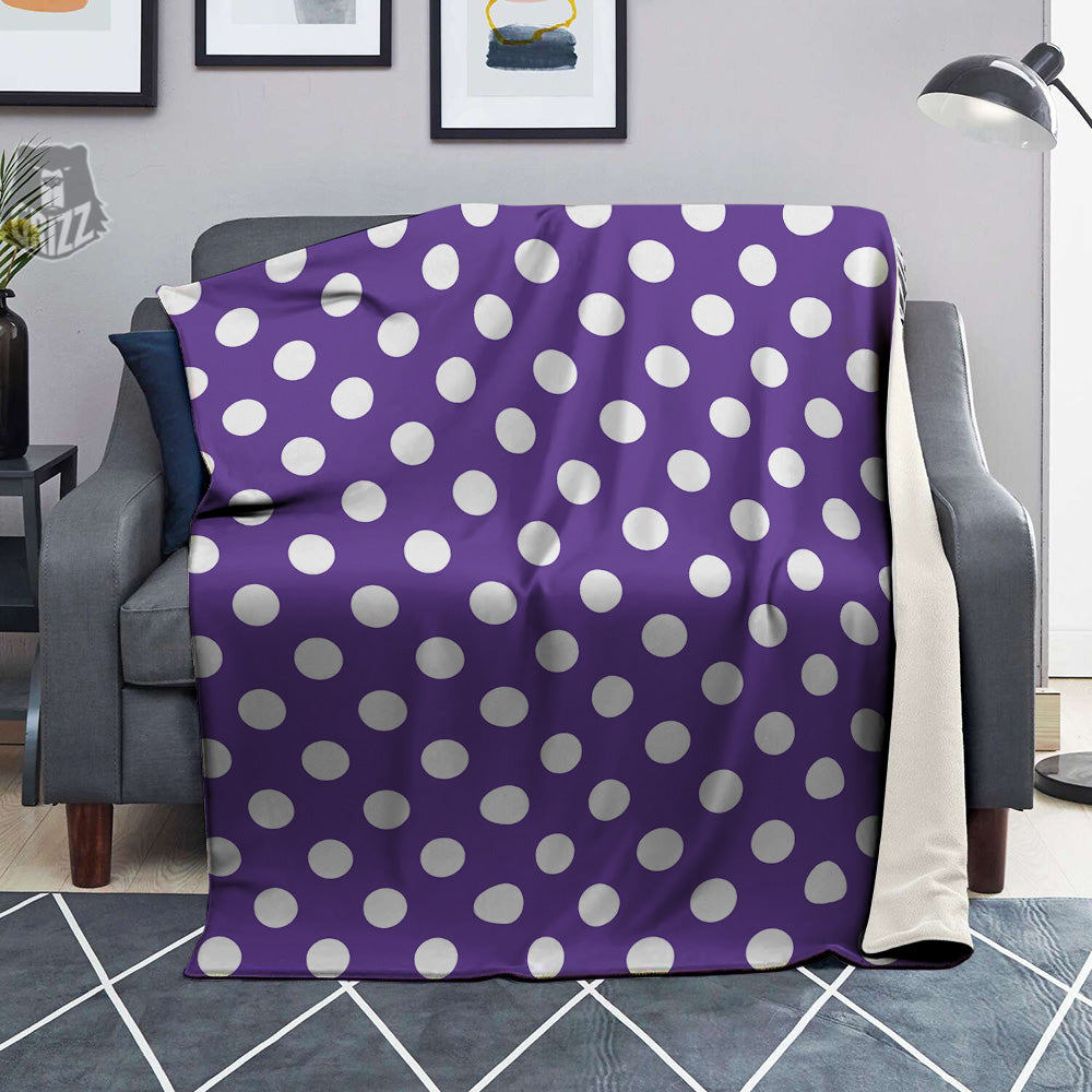 Purple Color Polka Dot Print Pattern Blanket-grizzshop
