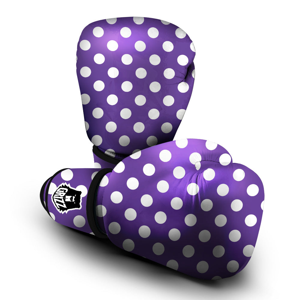Purple Color Polka Dot Print Pattern Boxing Gloves-grizzshop