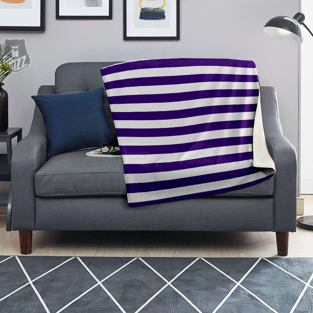 Purple Color Striped Print Blanket-grizzshop