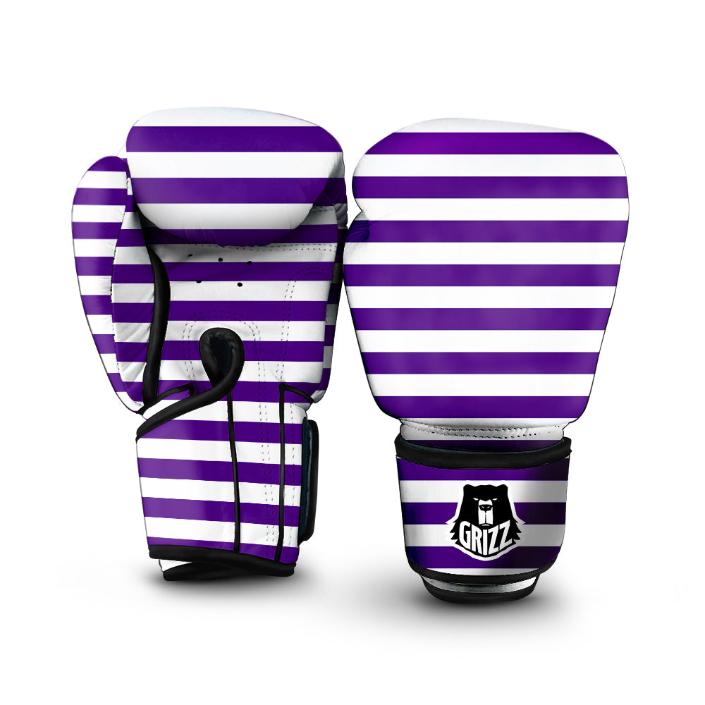 Purple Color Striped Print Boxing Gloves-grizzshop