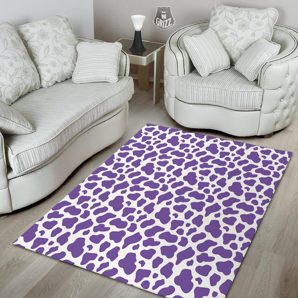 Purple Cow Print Pattern Floor Mat-grizzshop