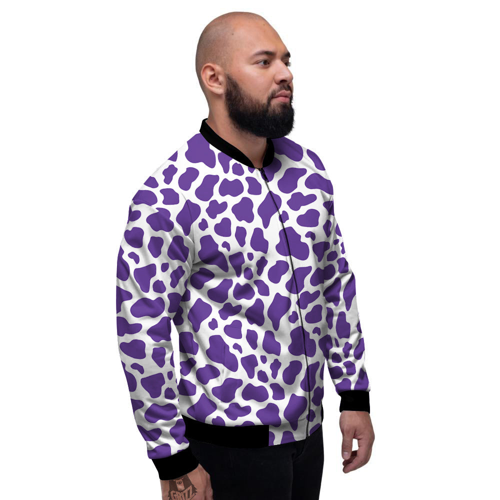 Purple Cow Print Pattern Men's Bomber Jacket-grizzshop