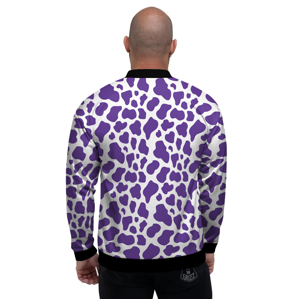 Purple Cow Print Pattern Men's Bomber Jacket-grizzshop