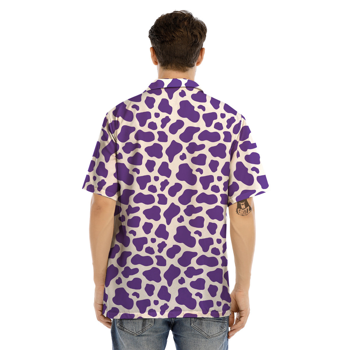 Purple Cow Print Pattern Men’s Hawaiian Shirt-grizzshop