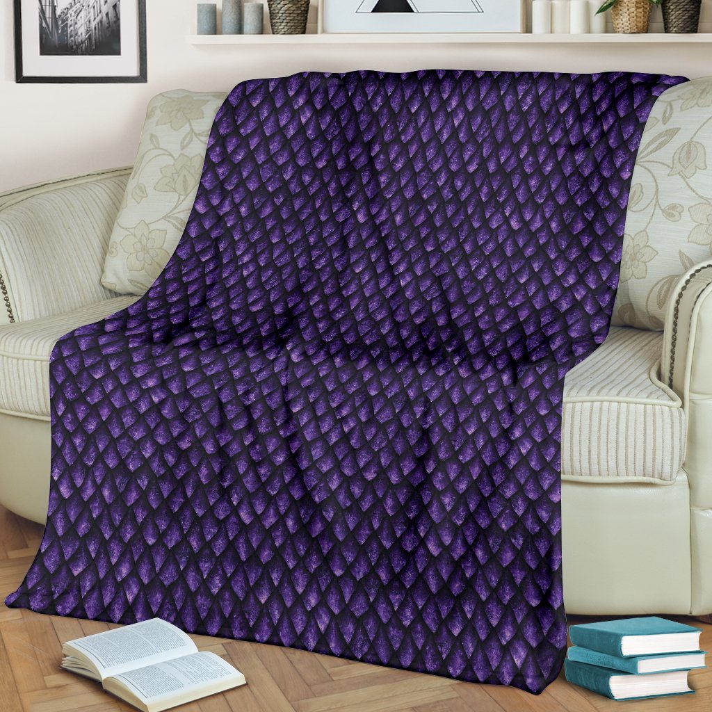 Purple Egg Skin Dragon Pattern Print Blanket-grizzshop