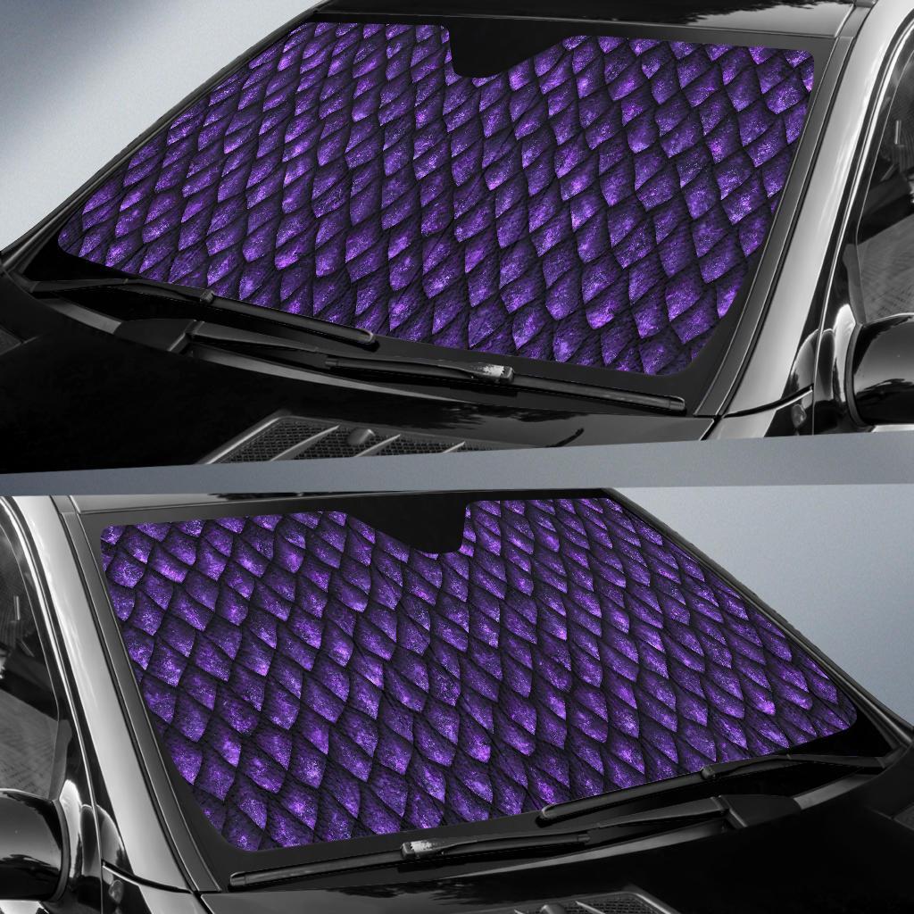 Purple Egg Skin Dragon Pattern Print Car Sun Shade-grizzshop