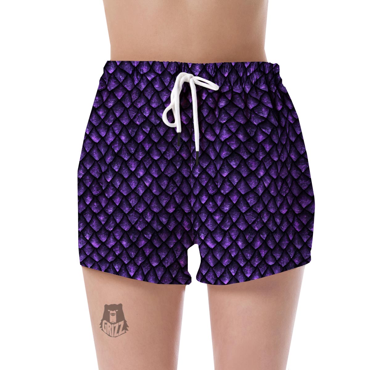 Purple Egg Skin Dragon Pattern Print Women's Shorts-grizzshop