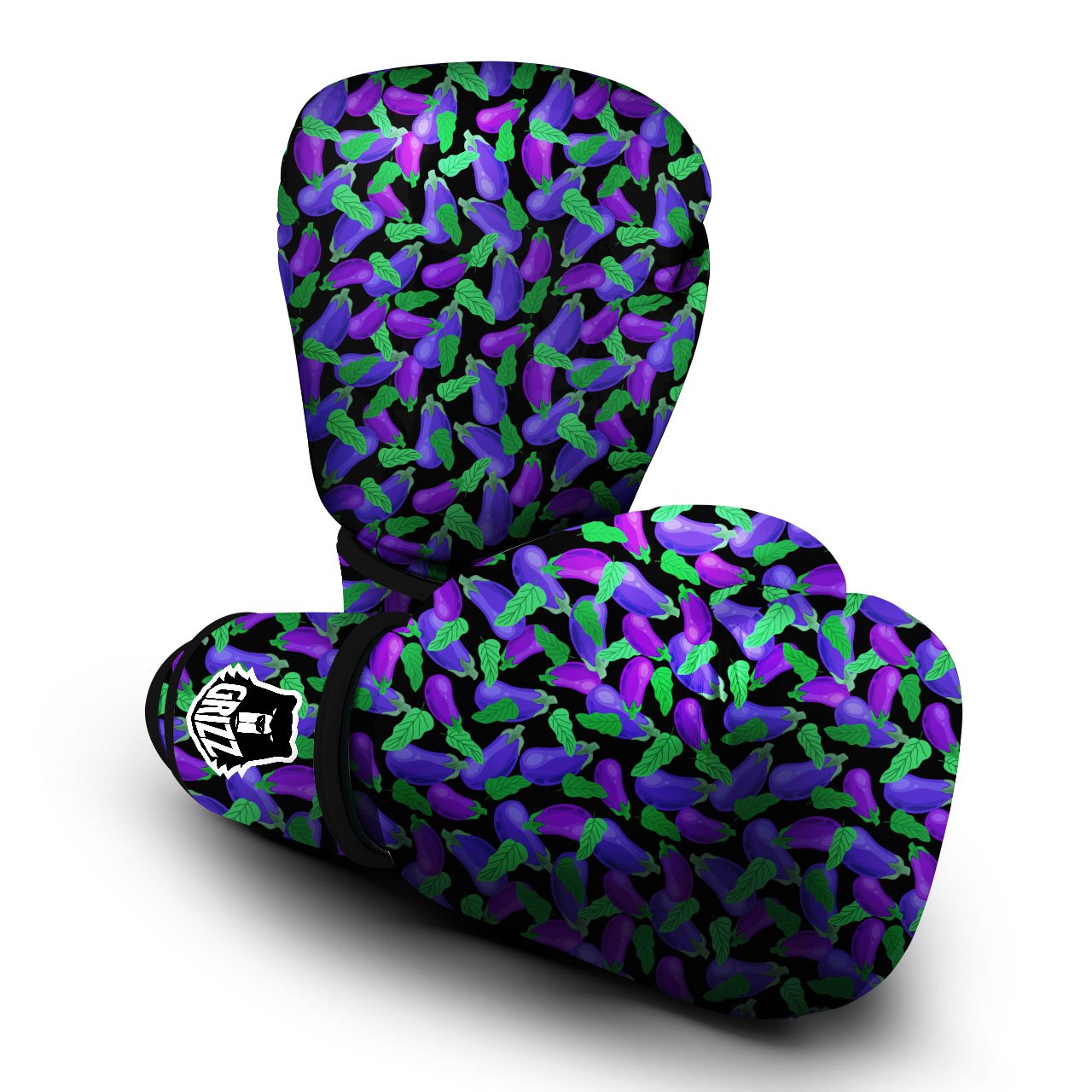 Purple Eggplant Print Pattern Boxing Gloves-grizzshop