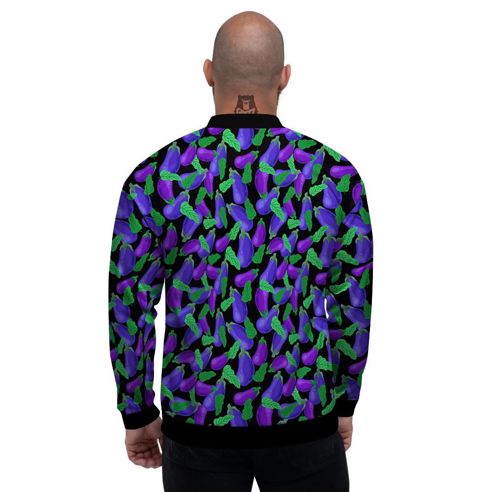 Purple Eggplant Print Pattern Men's Bomber Jacket-grizzshop
