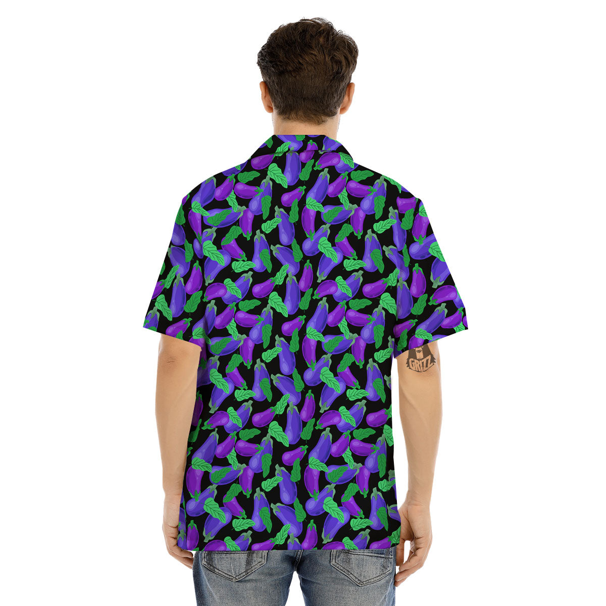 Purple Eggplant Print Pattern Men's Hawaiian Shirt-grizzshop