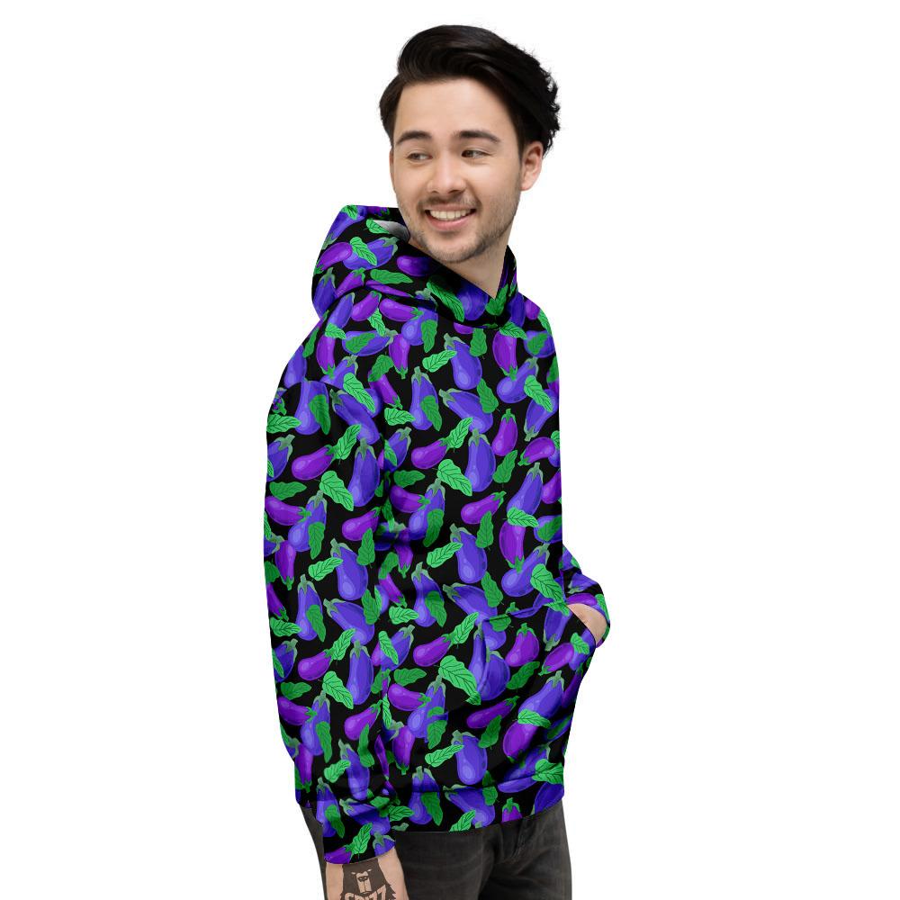 Purple Eggplant Print Pattern Men's Hoodie-grizzshop