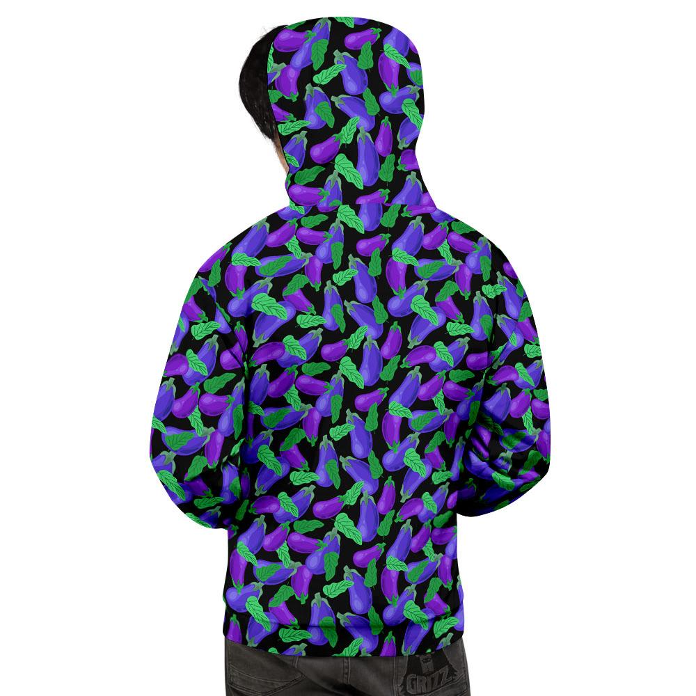 Purple Eggplant Print Pattern Men's Hoodie-grizzshop