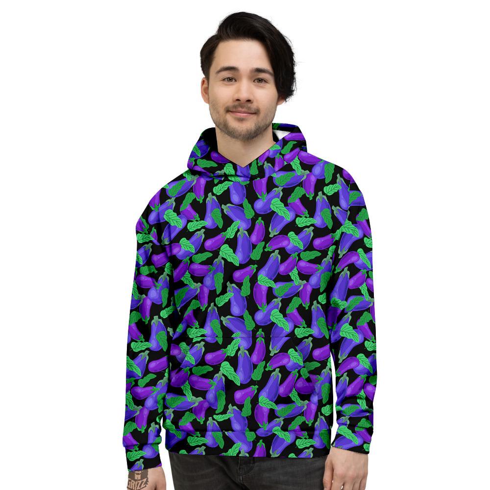 Purple Eggplant Print Pattern Men's Hoodie-grizzshop