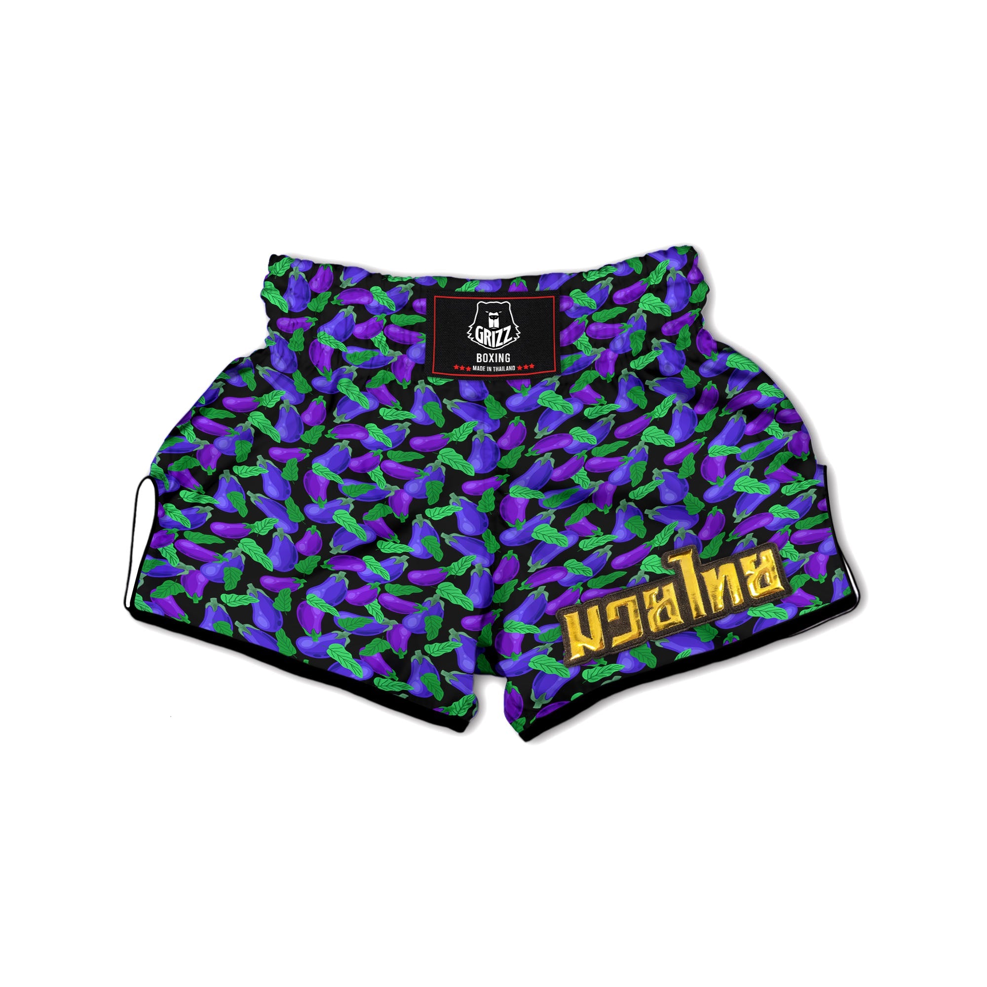 Purple Eggplant Print Pattern Muay Thai Boxing Shorts-grizzshop