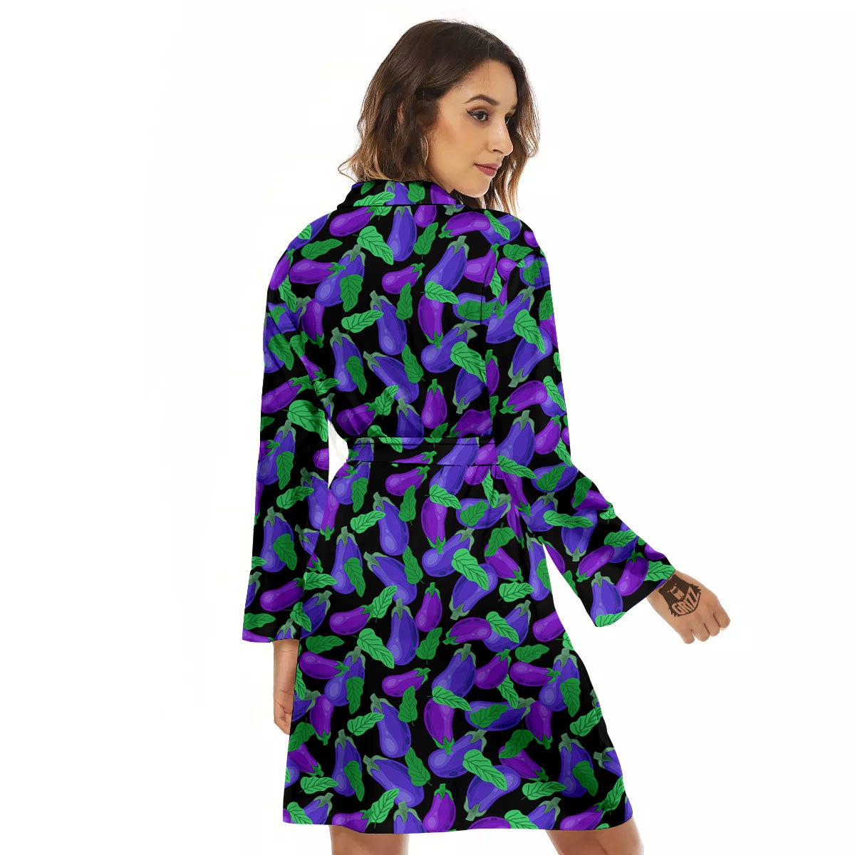 Purple Eggplant Print Pattern Women's Robe-grizzshop
