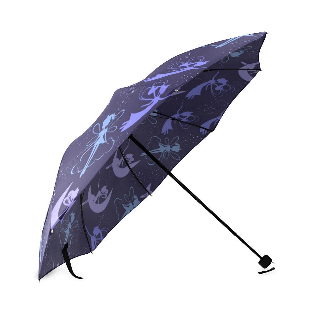 Purple Fairy Pattern Print Foldable Umbrella-grizzshop