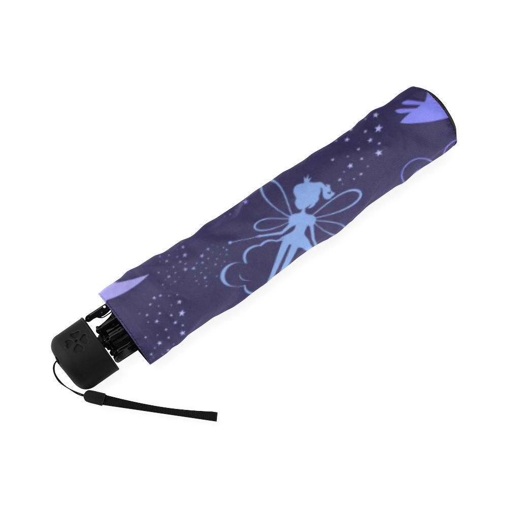 Purple Fairy Pattern Print Foldable Umbrella-grizzshop