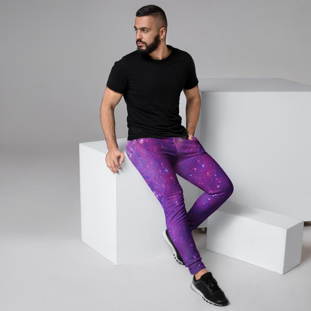 Purple Galaxy Space Men's Joggers-grizzshop