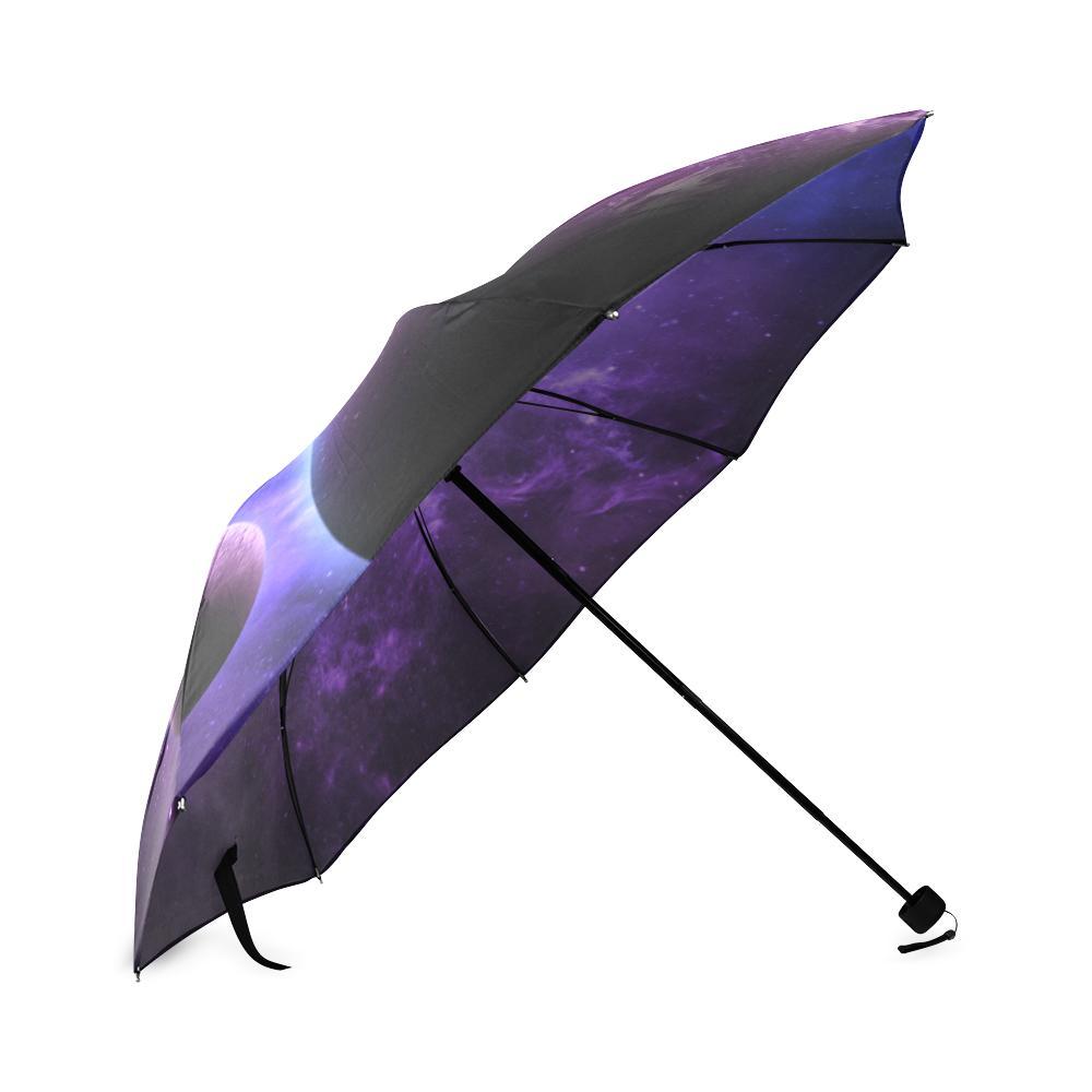 Purple Galaxy Space Moon Earth Print Foldable Umbrella-grizzshop