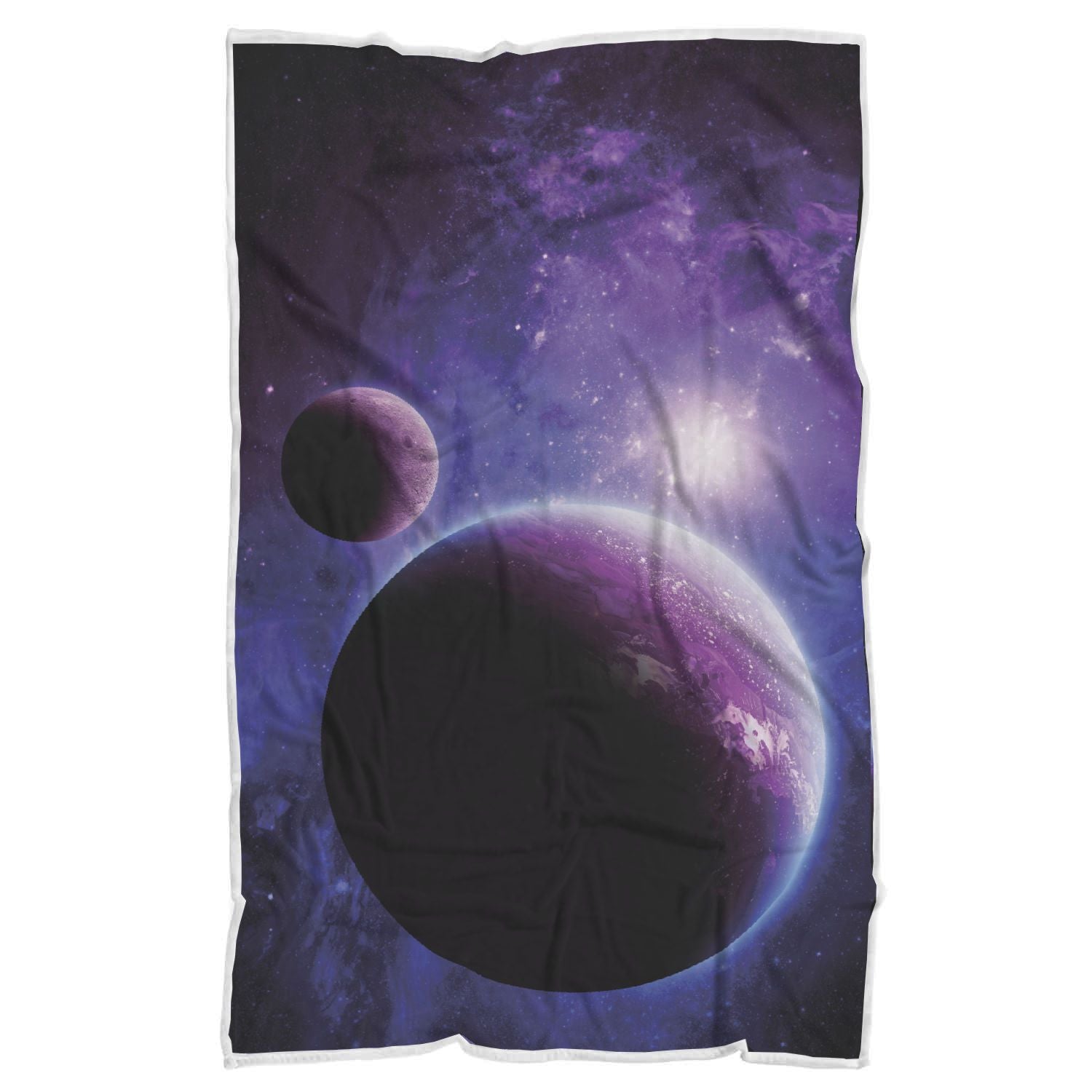 Purple Galaxy Space Moon Earth Print Throw Blanket-grizzshop